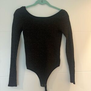 Free people long sleeve black sparkly bodysuit, XS/S
